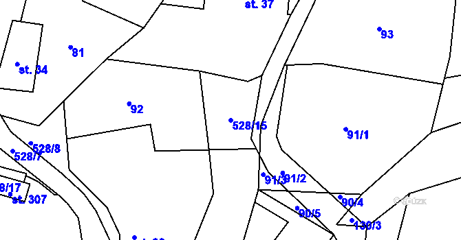 Parcela st. 528/15 v KÚ Bílá u Českého Dubu, Katastrální mapa