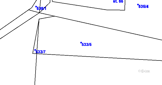 Parcela st. 533/5 v KÚ Vlčetín u Bílé, Katastrální mapa