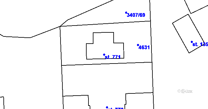 Parcela st. 771 v KÚ Bílá, Katastrální mapa