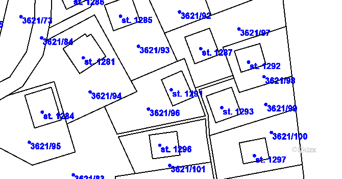 Parcela st. 1291 v KÚ Bílá, Katastrální mapa