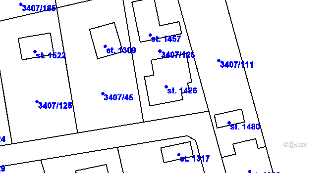 Parcela st. 1426 v KÚ Bílá, Katastrální mapa