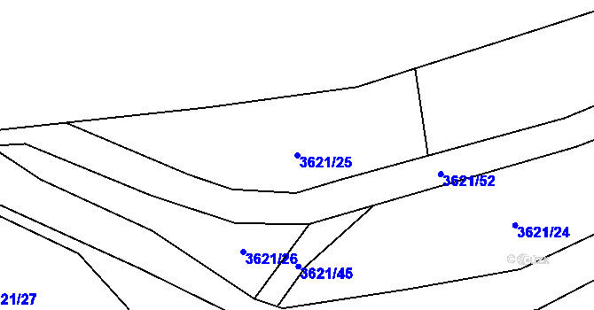 Parcela st. 3621/25 v KÚ Bílá, Katastrální mapa