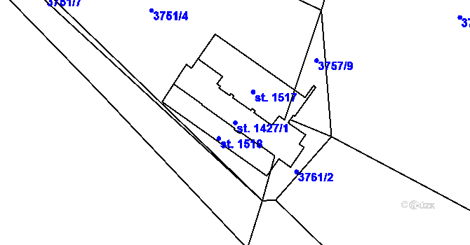 Parcela st. 1427/1 v KÚ Bílá, Katastrální mapa