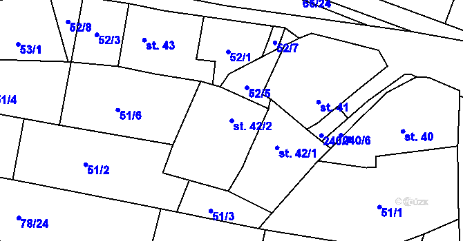 Parcela st. 42/2 v KÚ Bílá Lhota, Katastrální mapa
