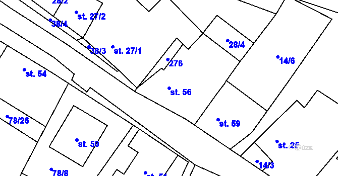 Parcela st. 56 v KÚ Bílá Lhota, Katastrální mapa