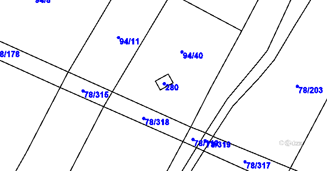 Parcela st. 77 v KÚ Bílá Lhota, Katastrální mapa