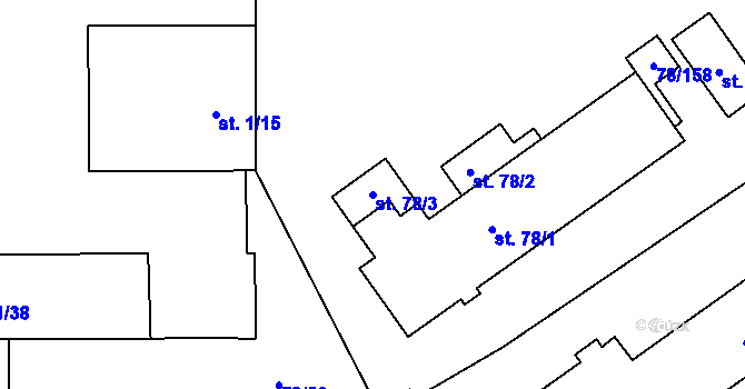 Parcela st. 78/3 v KÚ Bílá Lhota, Katastrální mapa