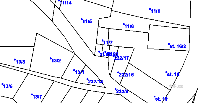 Parcela st. 81 v KÚ Bílá Lhota, Katastrální mapa