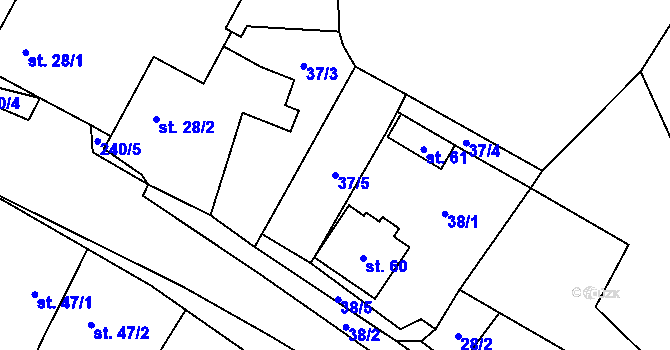 Parcela st. 37/5 v KÚ Bílá Lhota, Katastrální mapa