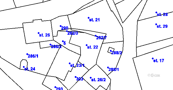 Parcela st. 22 v KÚ Hrabí, Katastrální mapa