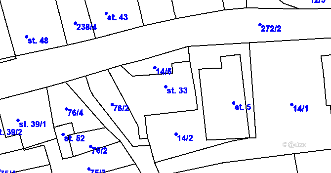 Parcela st. 33 v KÚ Hrabí, Katastrální mapa