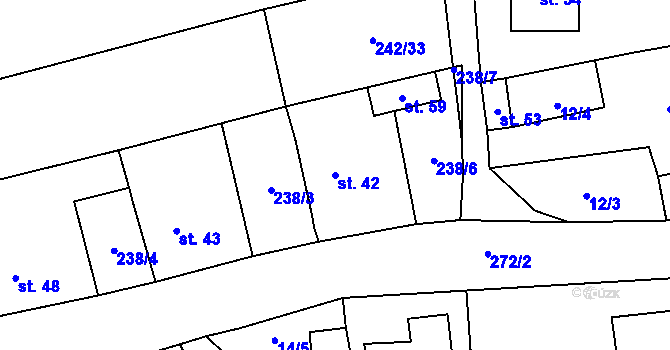 Parcela st. 42 v KÚ Hrabí, Katastrální mapa