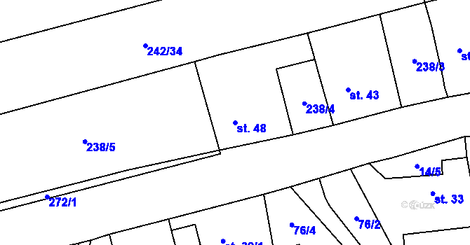 Parcela st. 48 v KÚ Hrabí, Katastrální mapa