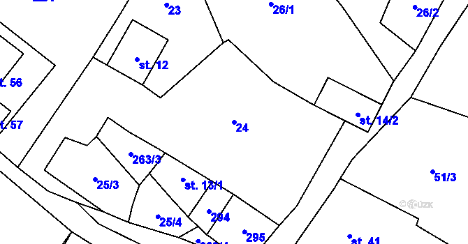 Parcela st. 24 v KÚ Hrabí, Katastrální mapa