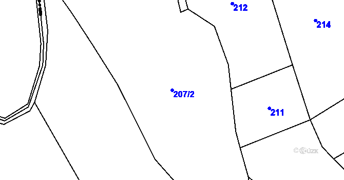Parcela st. 207/2 v KÚ Hrabí, Katastrální mapa