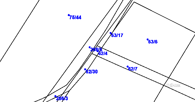 Parcela st. 62/4 v KÚ Hrabí, Katastrální mapa