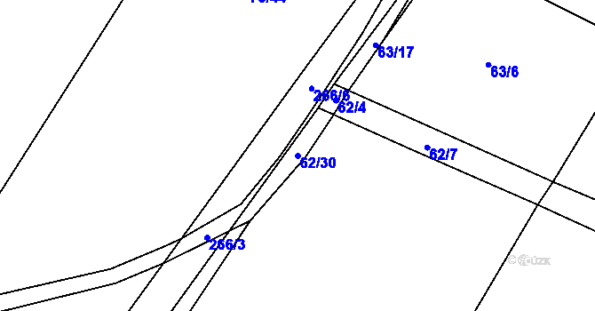 Parcela st. 62/30 v KÚ Hrabí, Katastrální mapa