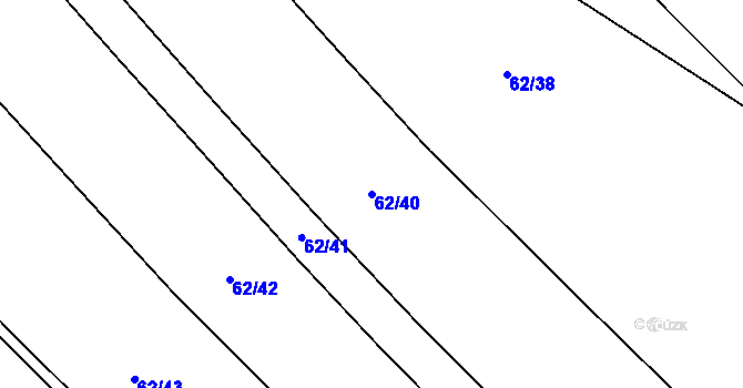 Parcela st. 62/40 v KÚ Hrabí, Katastrální mapa