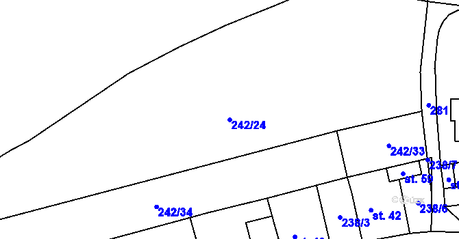 Parcela st. 242/24 v KÚ Hrabí, Katastrální mapa
