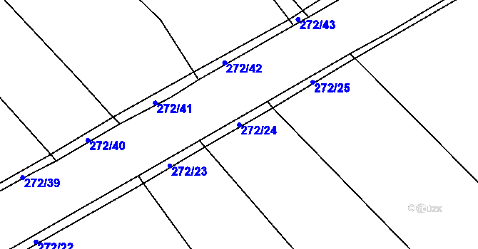 Parcela st. 272/24 v KÚ Hrabí, Katastrální mapa