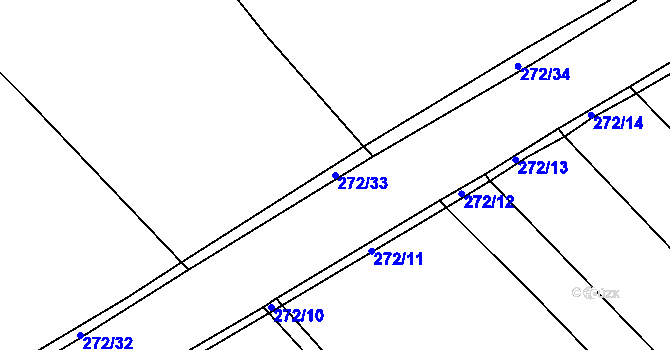 Parcela st. 272/33 v KÚ Hrabí, Katastrální mapa