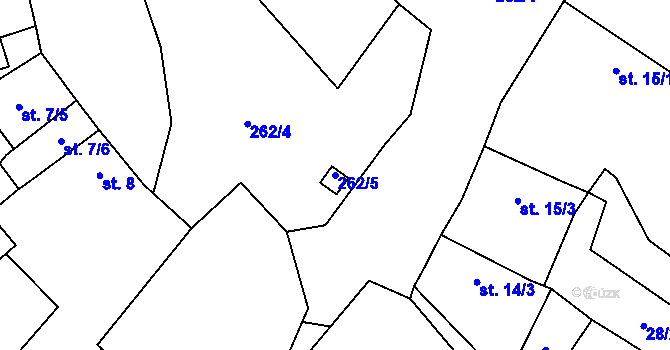 Parcela st. 262/5 v KÚ Hrabí, Katastrální mapa
