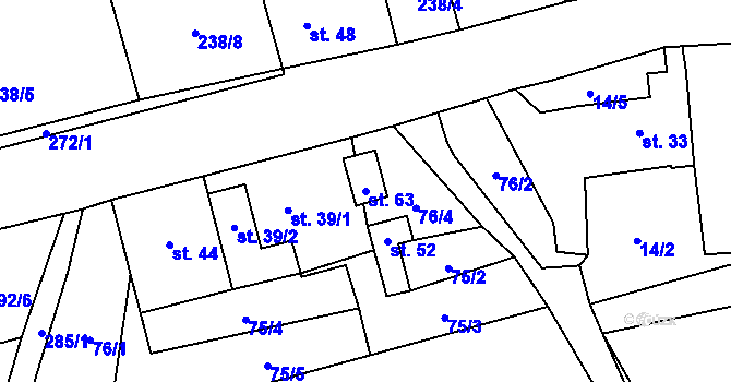 Parcela st. 63 v KÚ Hrabí, Katastrální mapa