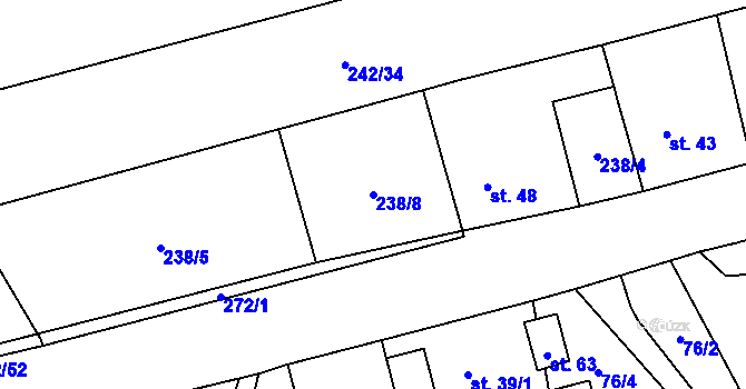 Parcela st. 238/8 v KÚ Hrabí, Katastrální mapa