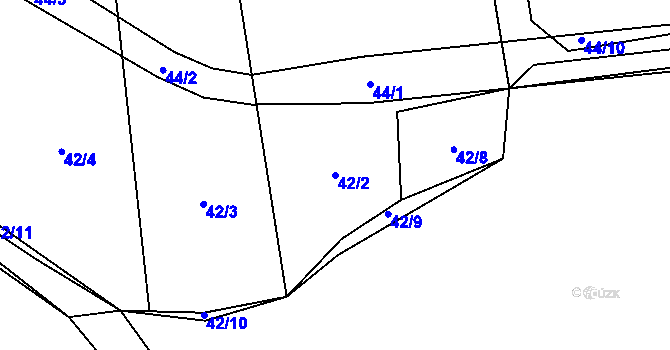 Parcela st. 42/2 v KÚ Pateřín, Katastrální mapa
