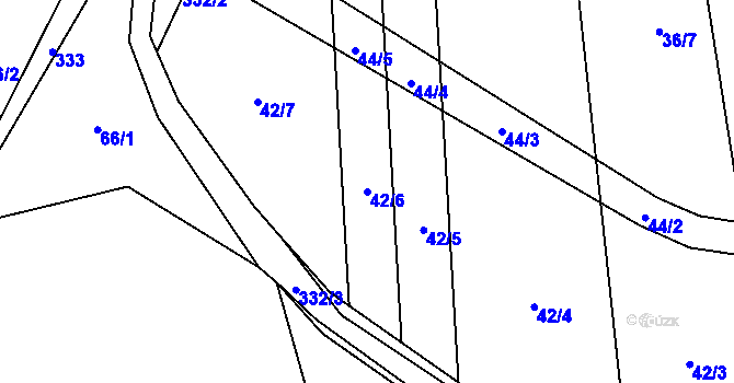 Parcela st. 42/6 v KÚ Pateřín, Katastrální mapa