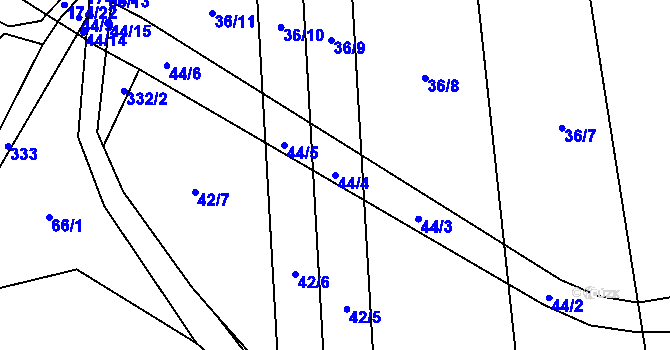 Parcela st. 44/4 v KÚ Pateřín, Katastrální mapa