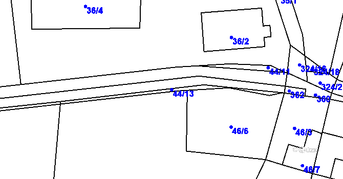 Parcela st. 44/13 v KÚ Pateřín, Katastrální mapa