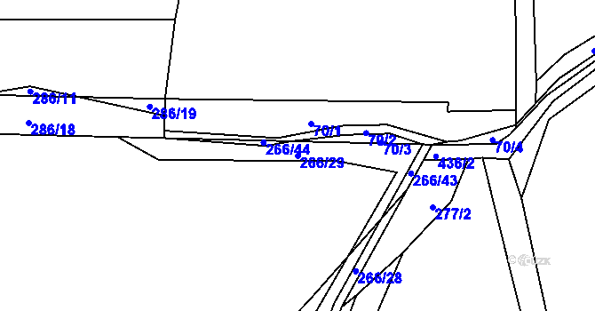 Parcela st. 266/29 v KÚ Pateřín, Katastrální mapa