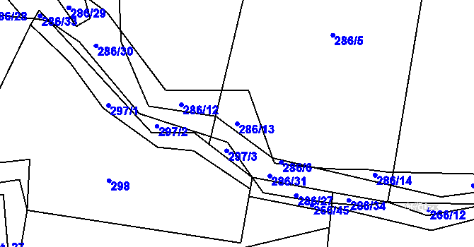 Parcela st. 286/13 v KÚ Pateřín, Katastrální mapa