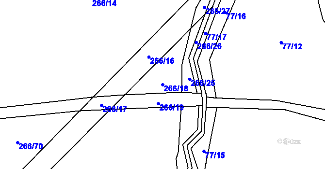 Parcela st. 266/18 v KÚ Pateřín, Katastrální mapa