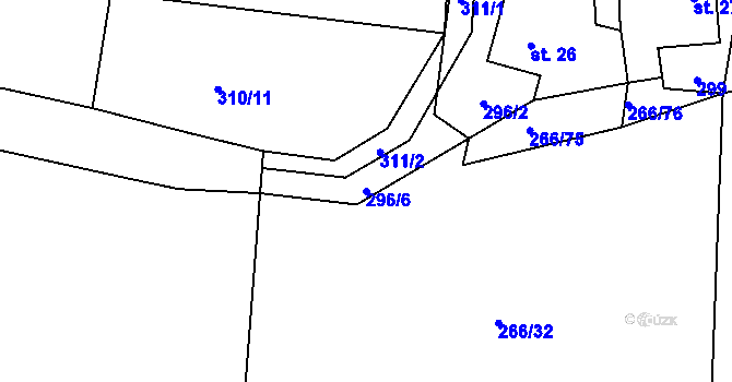 Parcela st. 296/6 v KÚ Pateřín, Katastrální mapa