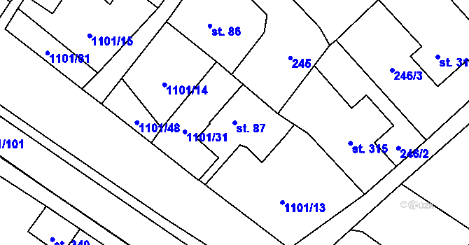 Parcela st. 87 v KÚ Bílá Třemešná, Katastrální mapa