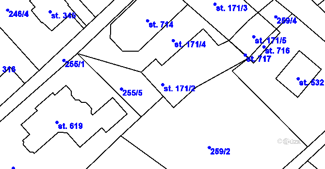 Parcela st. 171/2 v KÚ Bílá Třemešná, Katastrální mapa