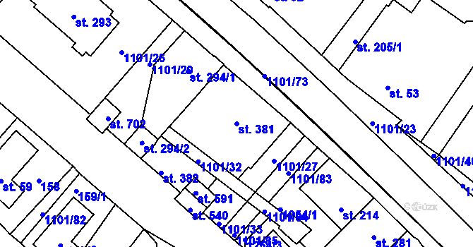 Parcela st. 381 v KÚ Bílá Třemešná, Katastrální mapa