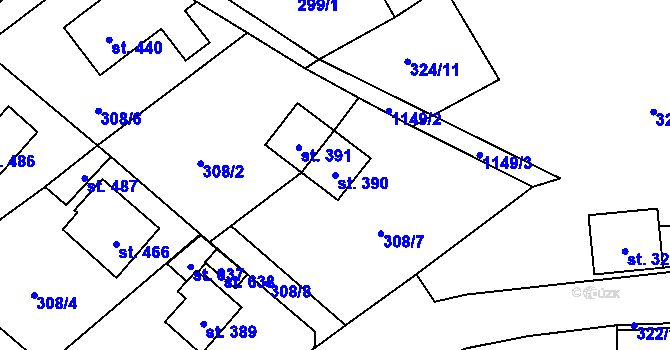 Parcela st. 390 v KÚ Bílá Třemešná, Katastrální mapa
