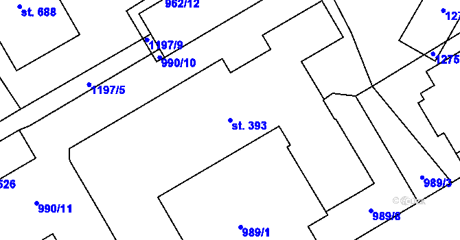 Parcela st. 393 v KÚ Bílá Třemešná, Katastrální mapa