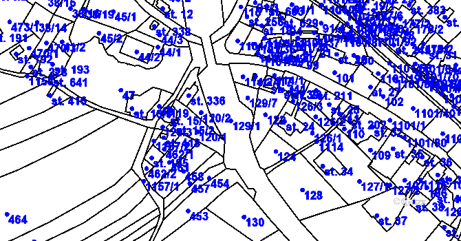 Parcela st. 129/1 v KÚ Bílá Třemešná, Katastrální mapa
