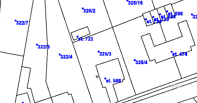 Parcela st. 325/3 v KÚ Bílá Třemešná, Katastrální mapa