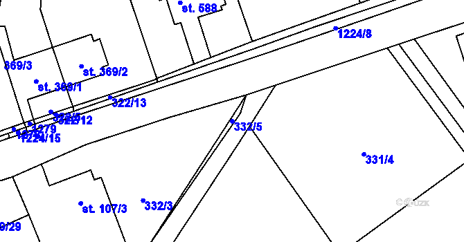 Parcela st. 332/5 v KÚ Bílá Třemešná, Katastrální mapa