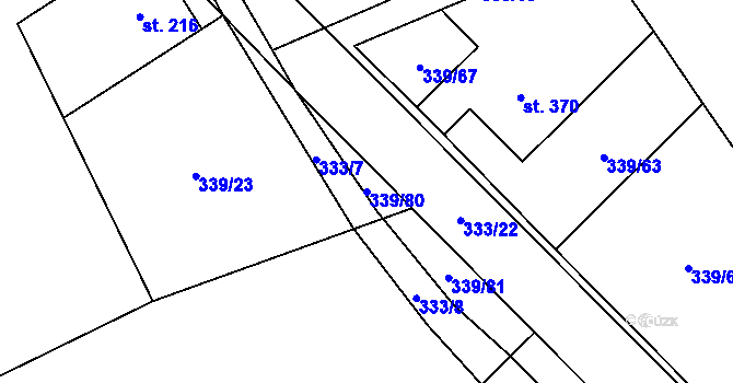 Parcela st. 339/80 v KÚ Bílá Třemešná, Katastrální mapa