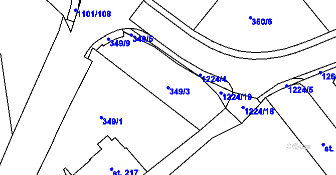Parcela st. 349/3 v KÚ Bílá Třemešná, Katastrální mapa