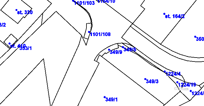 Parcela st. 349/4 v KÚ Bílá Třemešná, Katastrální mapa