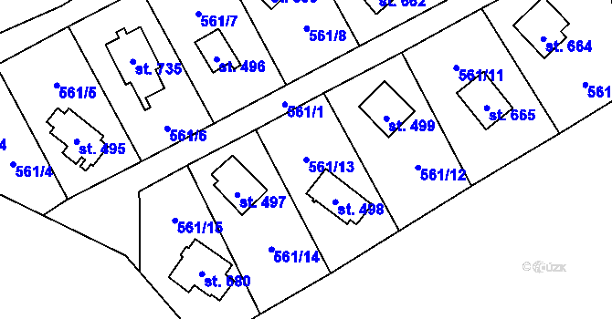 Parcela st. 561/13 v KÚ Bílá Třemešná, Katastrální mapa