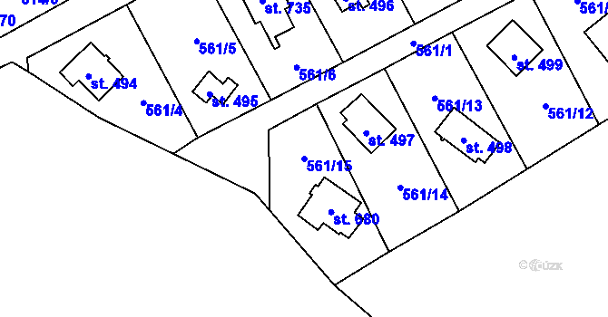 Parcela st. 561/15 v KÚ Bílá Třemešná, Katastrální mapa