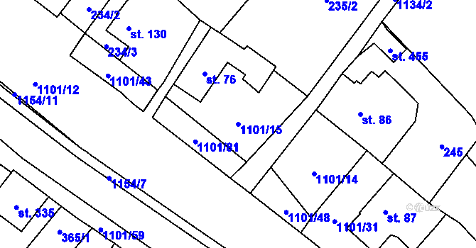 Parcela st. 1101/15 v KÚ Bílá Třemešná, Katastrální mapa